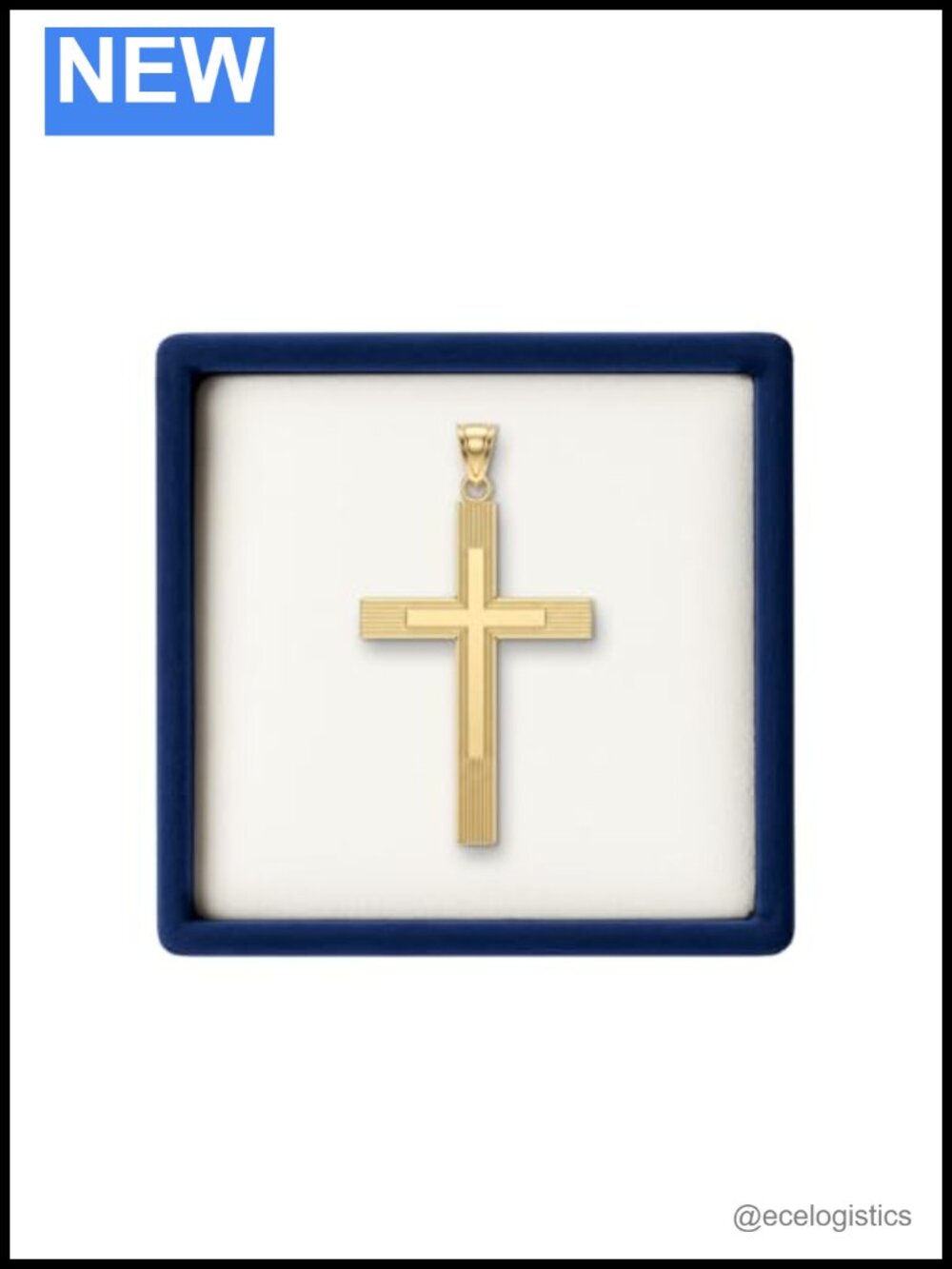 14K Yellow Gold Cross Pendant, 1.75 inches, Durable Double-Bonded